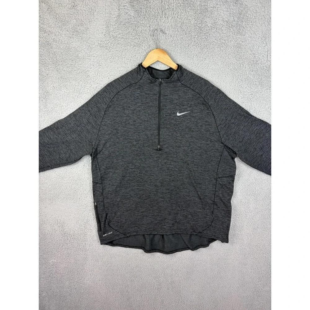 Nike Dri-FIT Pullover Mens 2XL Gray 1/4 Zip Long Sleeve Running Top Athletic Men